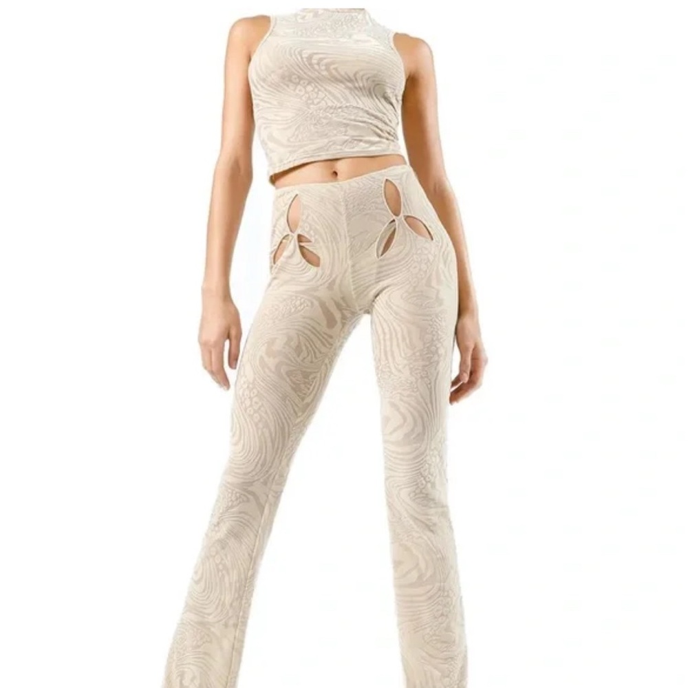 I.AM.GIA Cream Flare Pants with Boot Cut Design